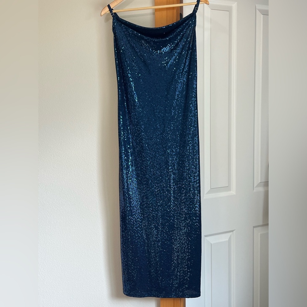 Bebe Blue Sequin Dress - Picture 4 of 10
